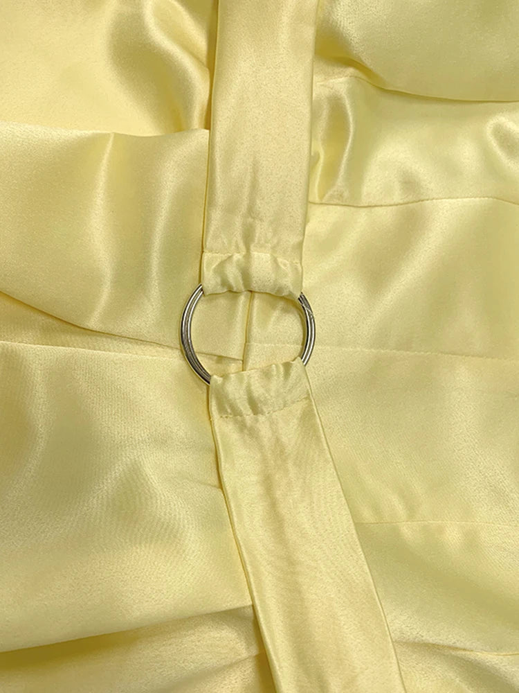 2025 New Women's Solid Color Belted Party A-line Dress Summer Sleeveless High Waist Pleated Elegant Evening Maxi Dresses