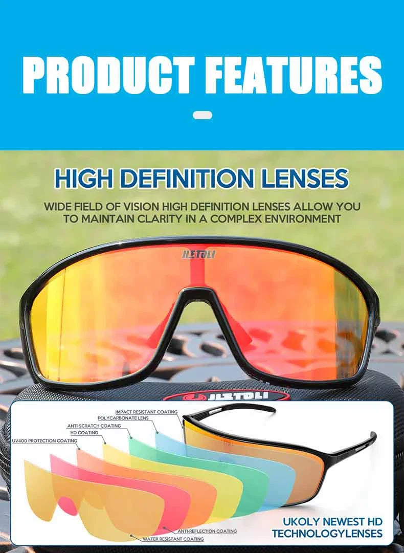 UV Protection Polarized Photochromic Cycling Glasses Windproof for Road MTB Biking Anti-Fog Sports Sunglasses Men Women