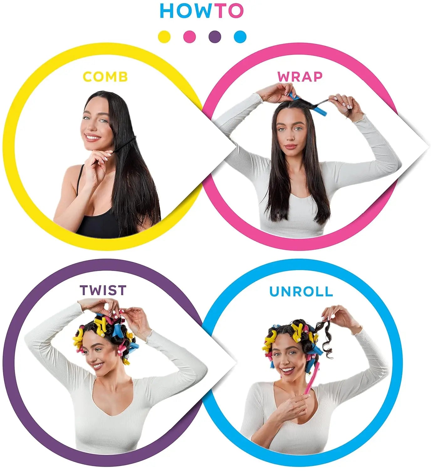 Foam Heatless Curling Rod Soft Bendy Twist Curls Tool Sponge Hair Curlers Rollers DIY Hair Styling Tools Set Random Color