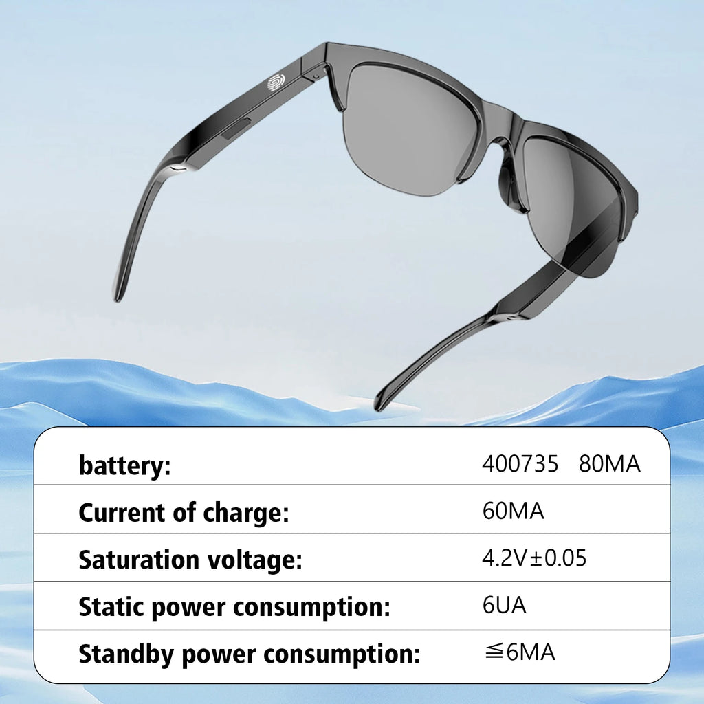 2025 new smart glasses, IP4 waterproof, anti-blue light lenses, touch voice assistant, music playback, unisex sunglasses