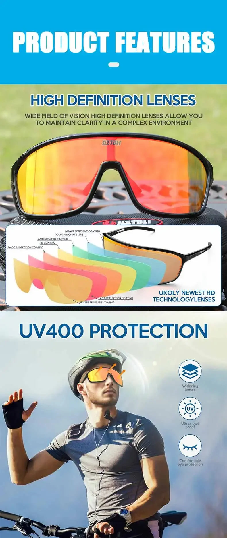 UV Protection Polarized Photochromic Cycling Glasses Windproof for Road MTB Biking Anti-Fog Sports Sunglasses Men Women