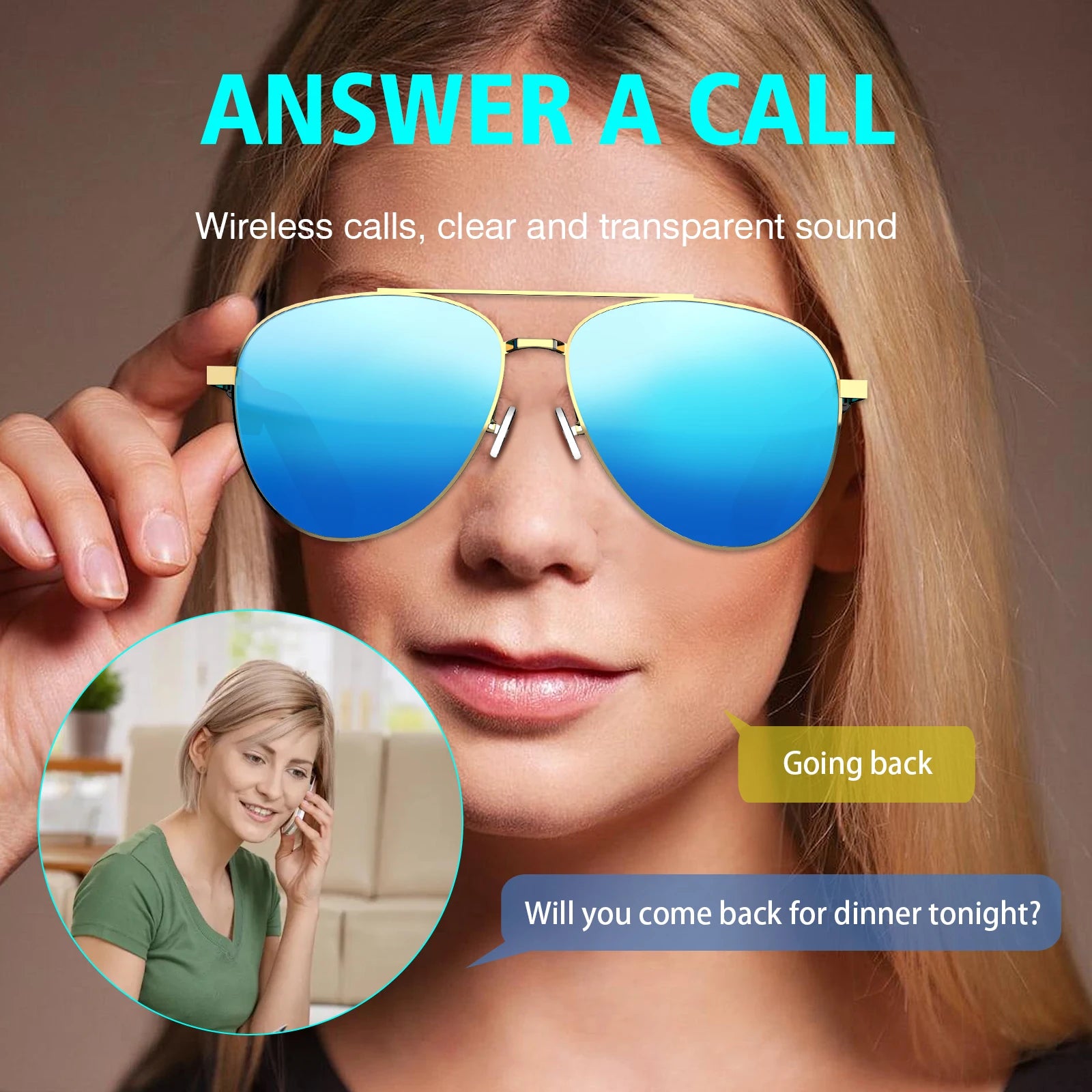 2025 anti-blue light smart glasses, wireless calls, music playback, touch voice assistant, fashionable smart sunglasses