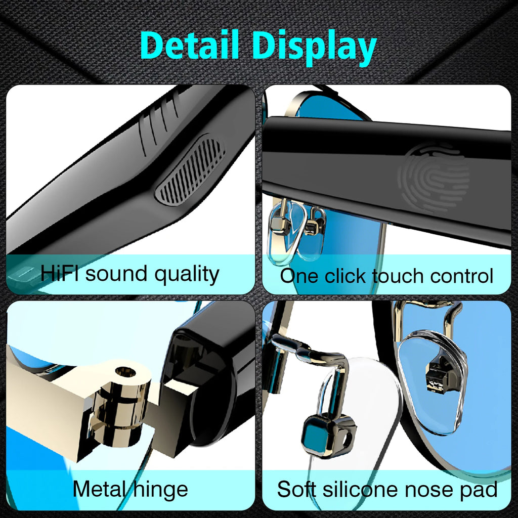 2025 anti-blue light smart glasses, wireless calls, music playback, touch voice assistant, fashionable smart sunglasses