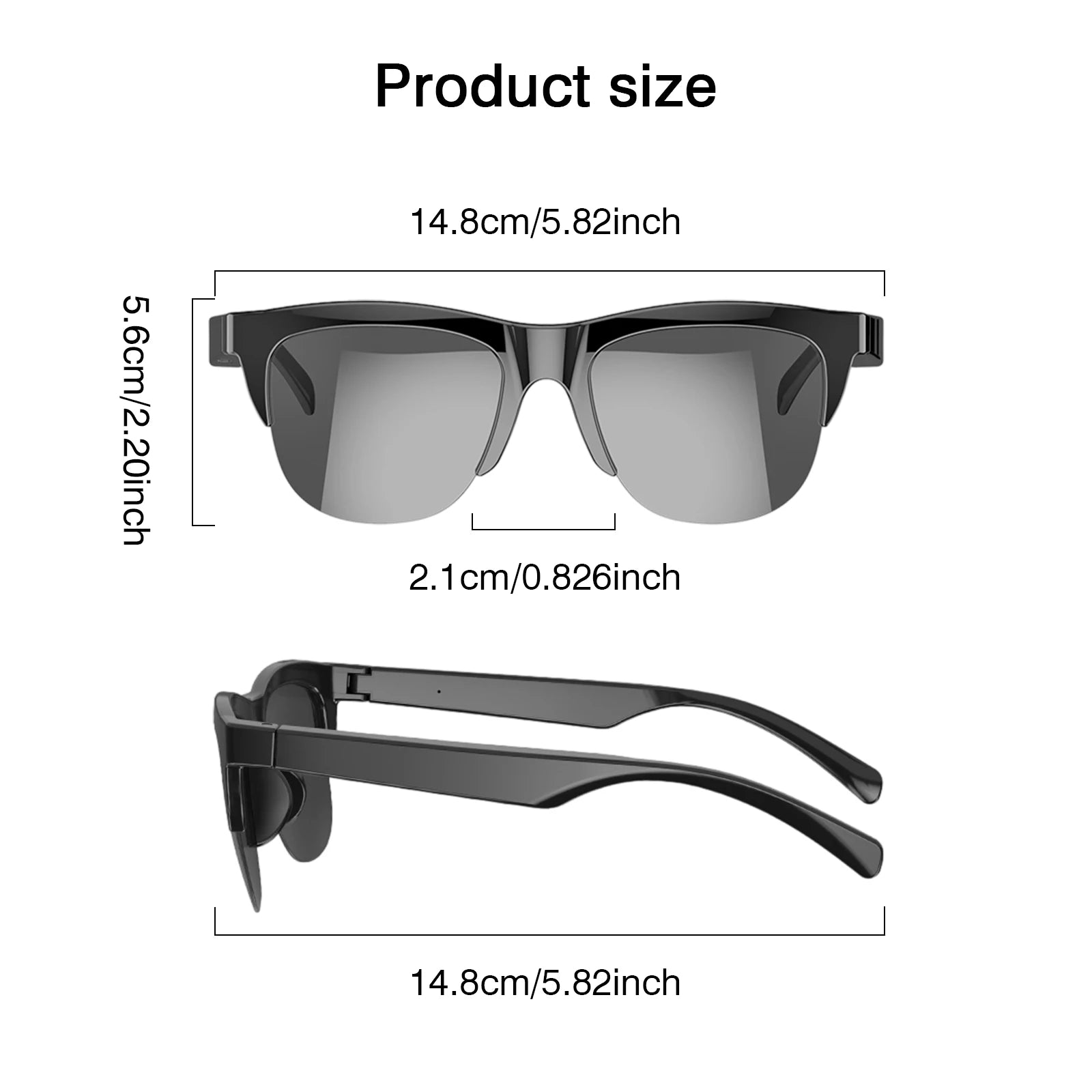 2025 new smart glasses, IP4 waterproof, anti-blue light lenses, touch voice assistant, music playback, unisex sunglasses