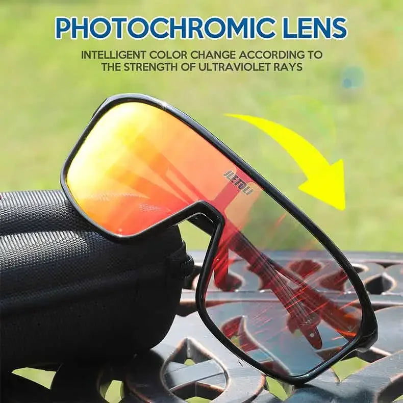 UV Protection Polarized Photochromic Cycling Glasses Windproof for Road MTB Biking Anti-Fog Sports Sunglasses Men Women
