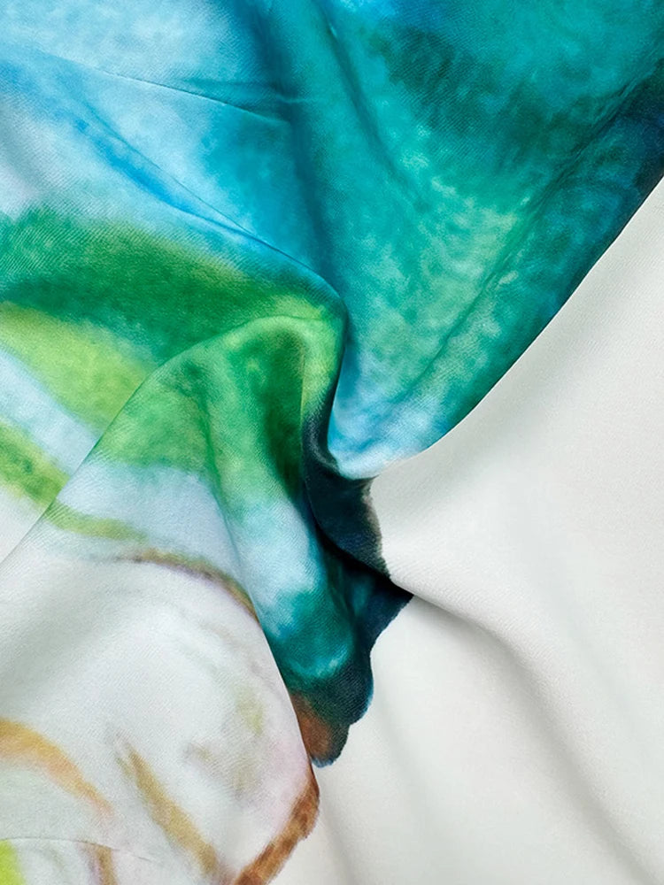 Female Stylish Flower Print One-Shoulder Party Evening Maxi Dresses 2025 New Asymmetric High Waist A-line Long Dress