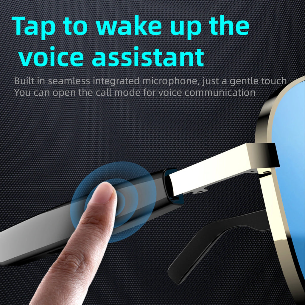 New noise reduction smart glasses, wireless calls, music playback, touch voice assistant, stylish blue light blocking sunglasses