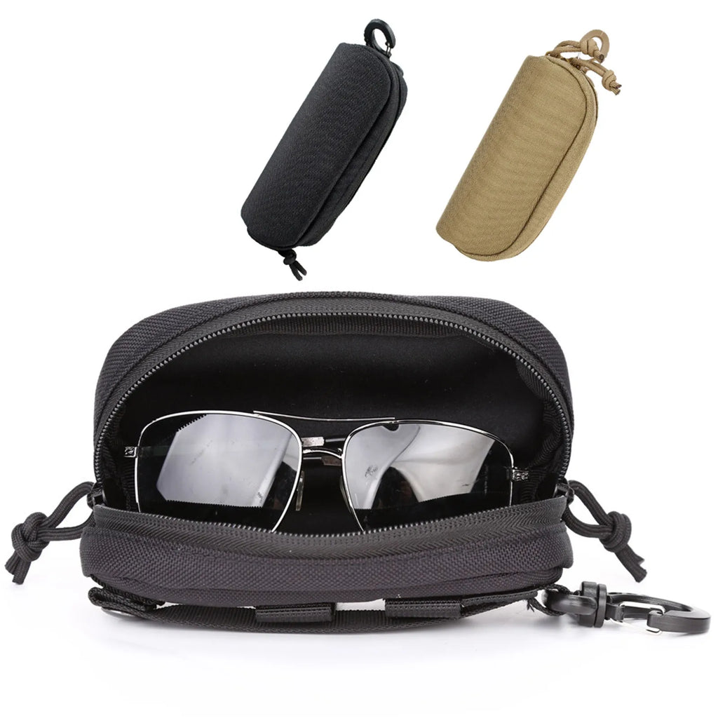 Outdoor Tactical Nylon Hard Case Glasses Box With Molle System Protection Box Accessory Pack Sunglasses Bag